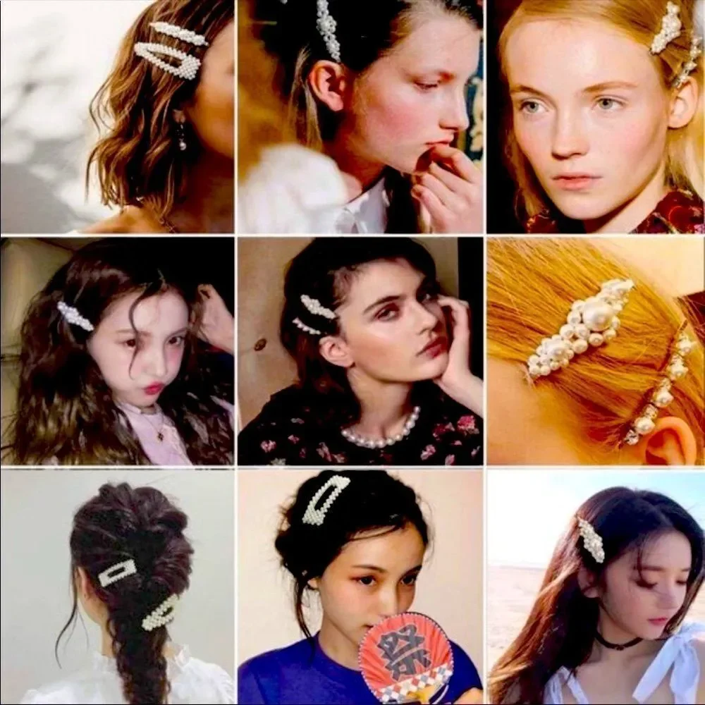 Ivory Pearls Oversized Hair Clips Barrettes Set of 4 Hair Accessory NEW